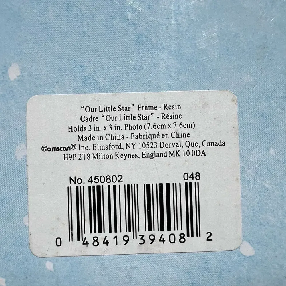 OUR LITTLE STAR resin picture frame holds a 3 x 3 photo